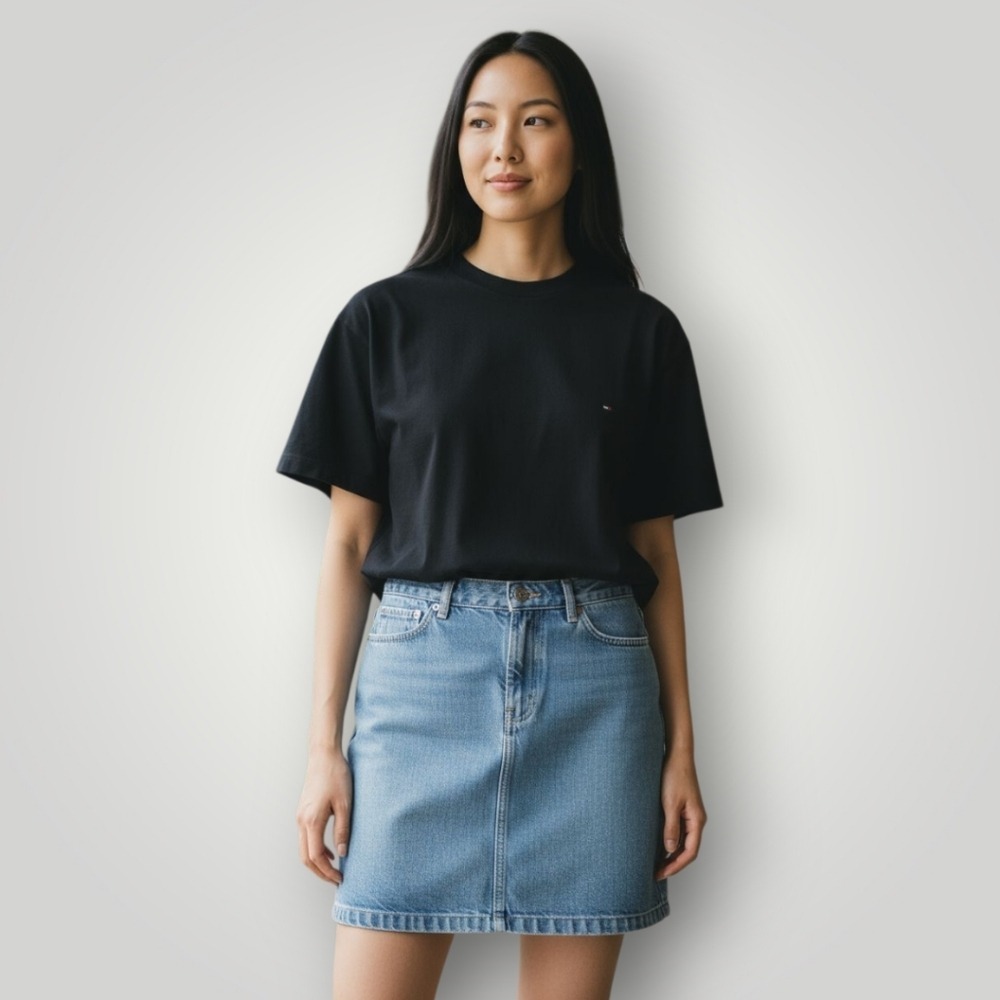 Tommy Hilfiger Skirt Womens 10 Denim Short A-line Medium‎ Wash Five Pocket Style